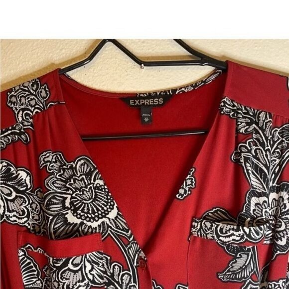 Express Burgundy Floral Button Front Maxi Dress XS - Picture 6 of 11